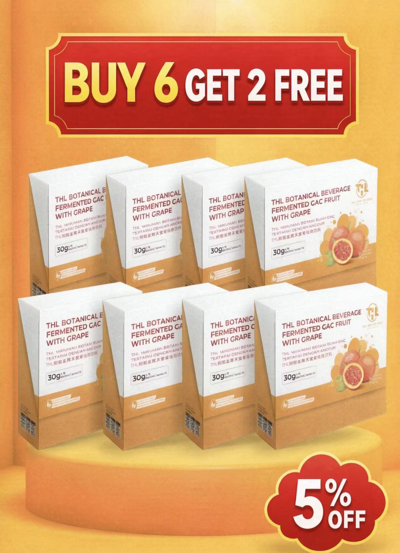THL Botanical Beverage Fermented Gac Fruit With Grape(BUY 6GET 2FREE)