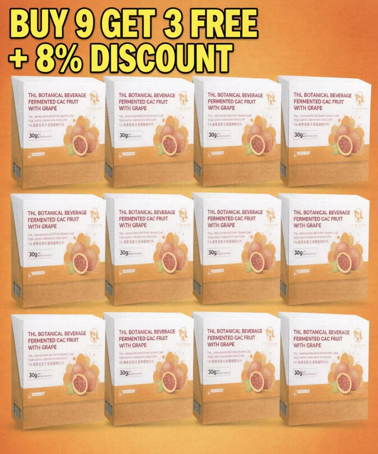 THL Botanical Beverage Fermented Gac Fruit With Grape(BUY 9 GET 3 FREE+8% DISCOUNT)