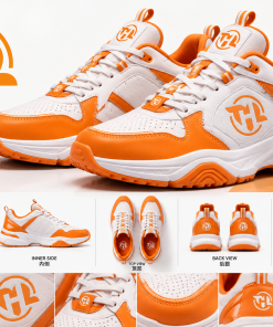 Orange & White Chunky Sneakers – Fashion Platform Athletic Shoes with Bold Streetwear Design